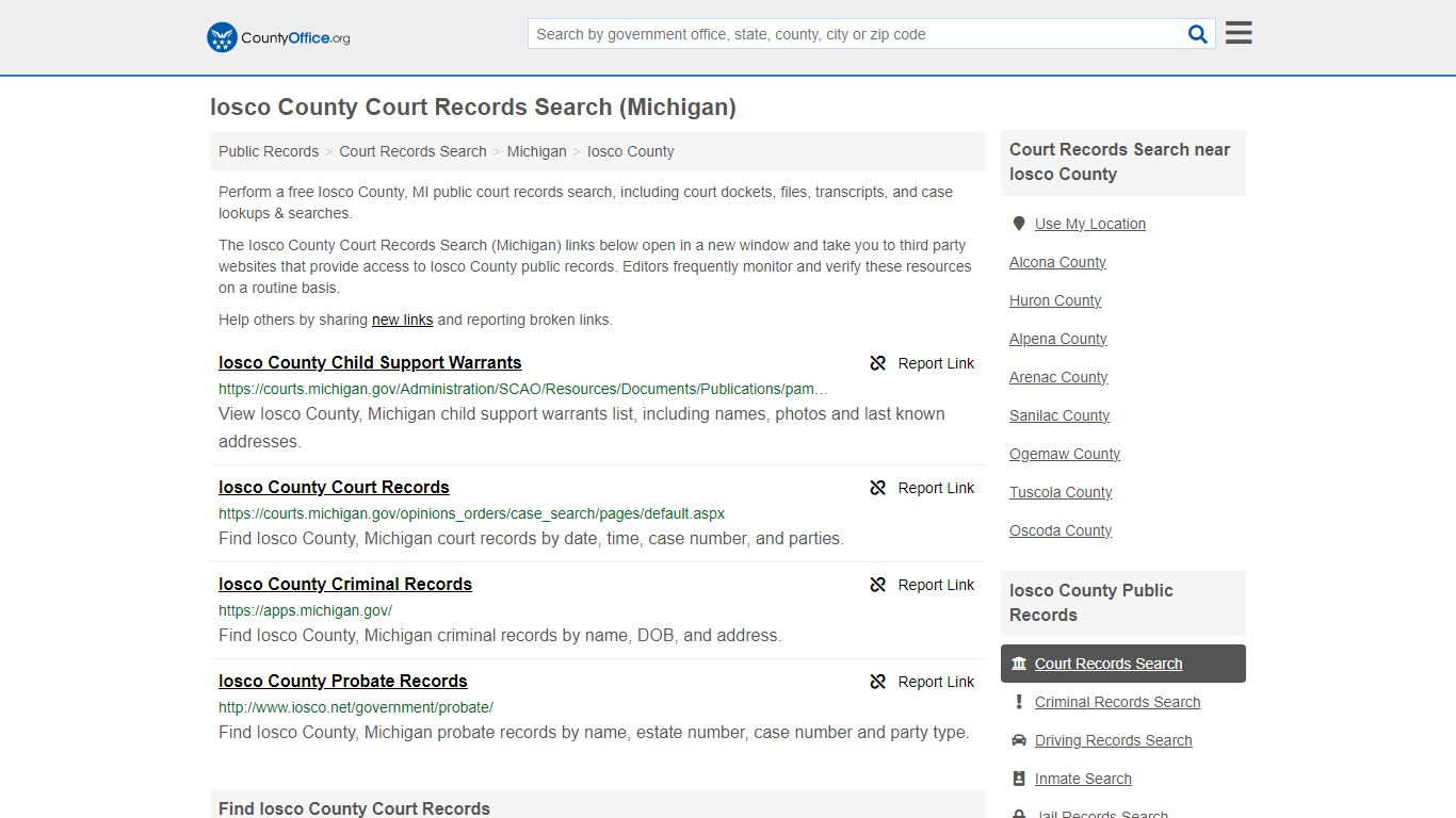 Court Records Search - Iosco County, MI (Adoptions, Criminal, Child ...